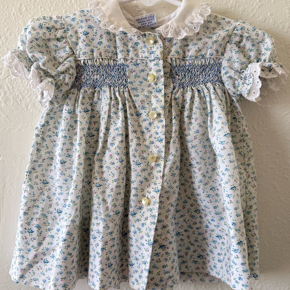 Floral Baby Dress with Lace Trim